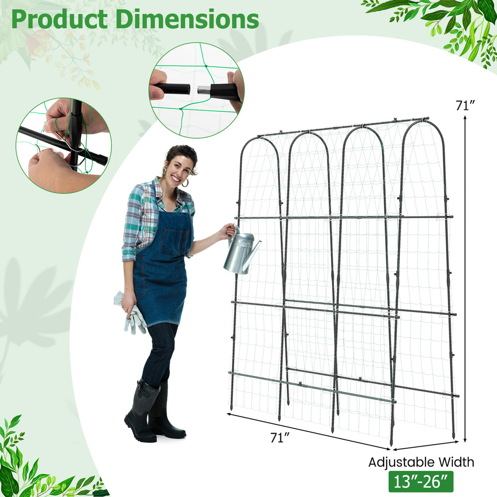 U-shaped tall garden arched trellis, 71 x 71 inches, with PE-coated metal tubes for climbing plants and secure.