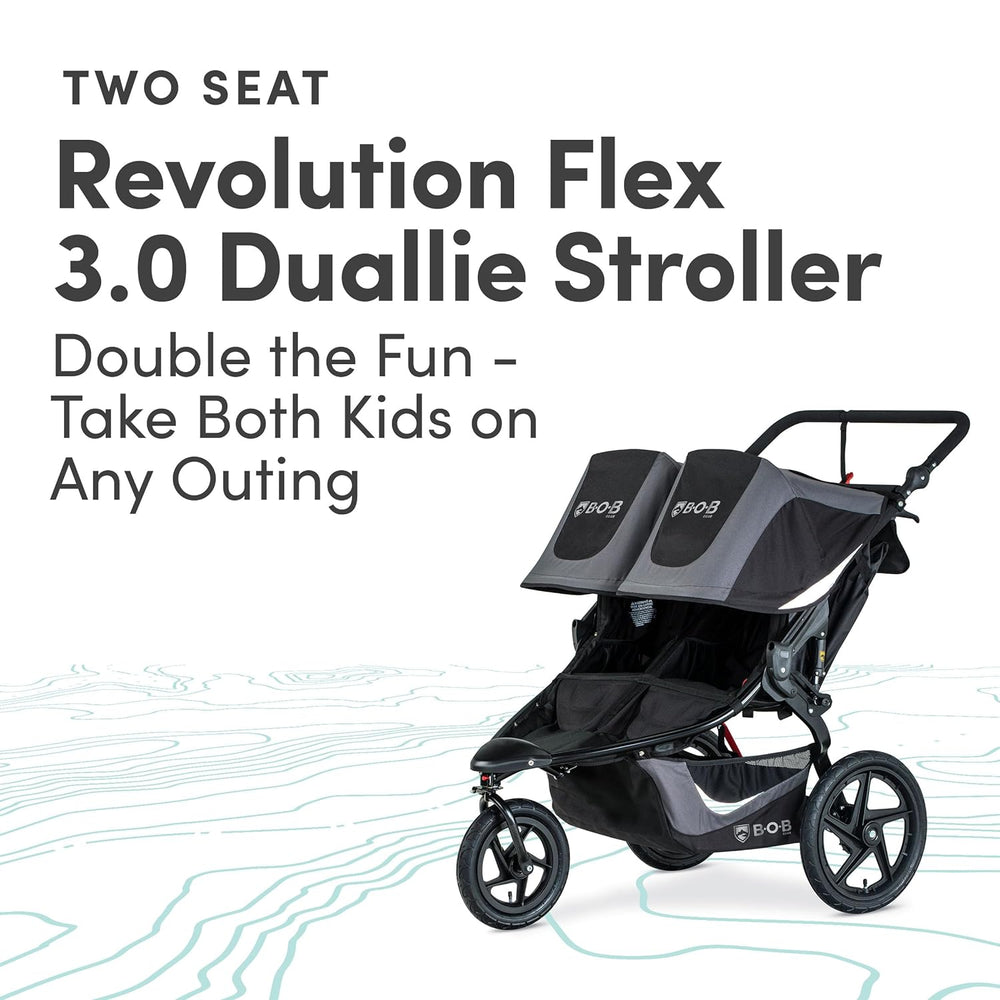 Bob Gear Revolution Flex 3.0 Duallie Jogging Stroller Double Seat All-Weather Graphite Black New