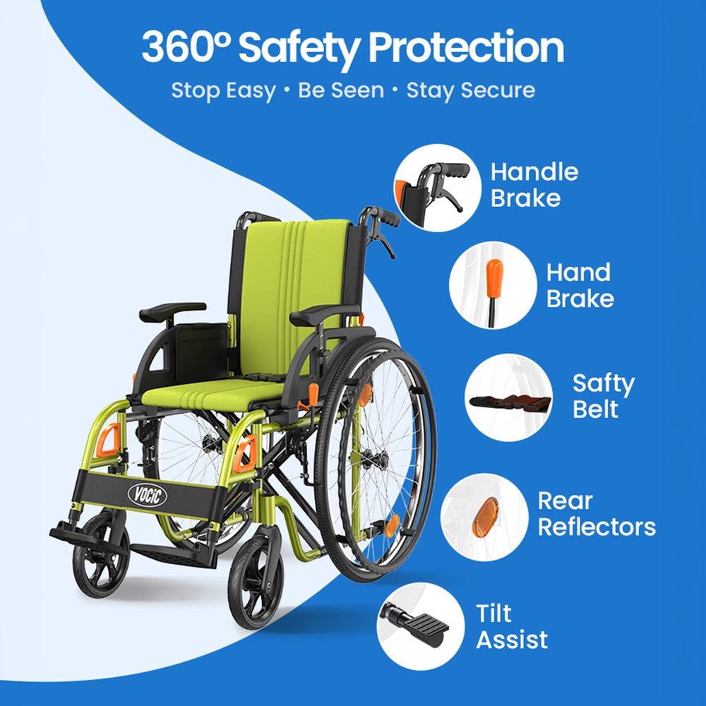 VOCIC Ultra Lightweight Manual Wheelchair, U32