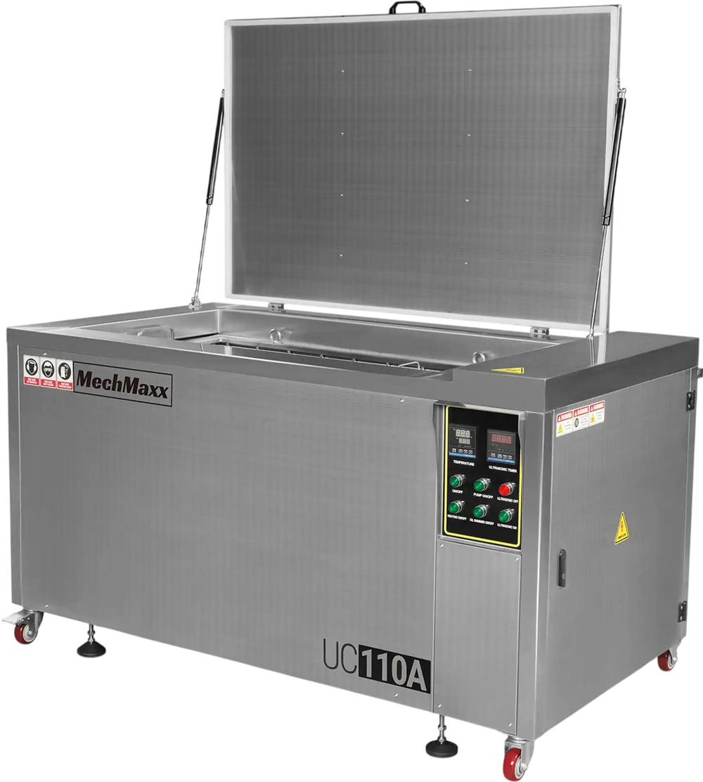 114 Gal / 432L Heavy Duty Industrial Ultrasonic Parts Washer, 28kHz 60 Transducers, Oil Skimmer, SS304 Tank, 10kW Heater, 208–240V 3 Phase Power