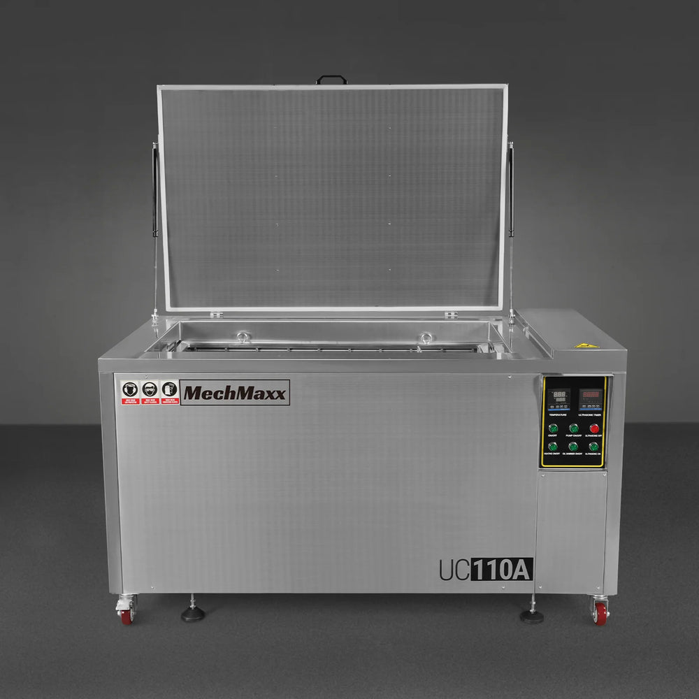114 Gal / 432L Heavy Duty Industrial Ultrasonic Parts Washer, 28kHz 60 Transducers, Oil Skimmer, SS304 Tank, 10kW Heater, 208–240V 3 Phase Power