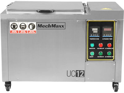 MechMaxx UC12 Ultrasonic Cleaner 12 Gal 47 L Heavy Duty Industrial Parts Washer 28kHz 9 Transducers SS304 Tank 6.6kW Heater 208-240V 1 Phase Power New