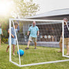 Portable 6 x 4 feet soccer goal with strong UPVC frame and durable netting, ideal for kids' outdoor practice.