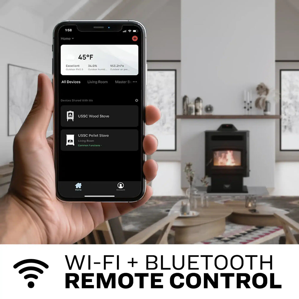 US Stove US5517-W Pellet Stove 2,200 sq. ft. 90 lb Hopper with WiFi Connect New