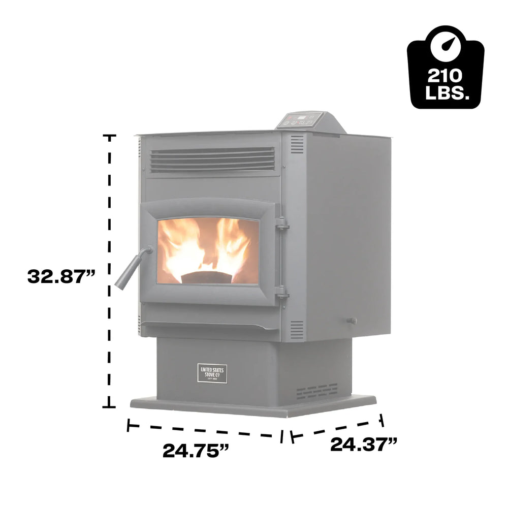 US Stove US5517-W Pellet Stove 2,200 sq. ft. 90 lb Hopper with WiFi Connect New