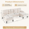 U-shaped sectional couch dimensions with dual chaise, beige corduroy fabric, suitable for 5-6 people in living room.