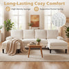 U-shaped sectional couch in beige with dual chaise, high-density sponge, and pocket springs for living room comfort.