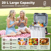 Large 21 QT hard ice chest in white with ergonomic handle, perfect for camping and tailgating, holds 16 cans.
