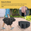 4-piece fillable umbrella base stand with grooved handles, stackable design for easy storage, ideal for patio use.