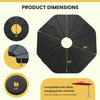 Fillable umbrella base stand with 4 interlocking plates, made of HDPE, designed for stability and easy storage.