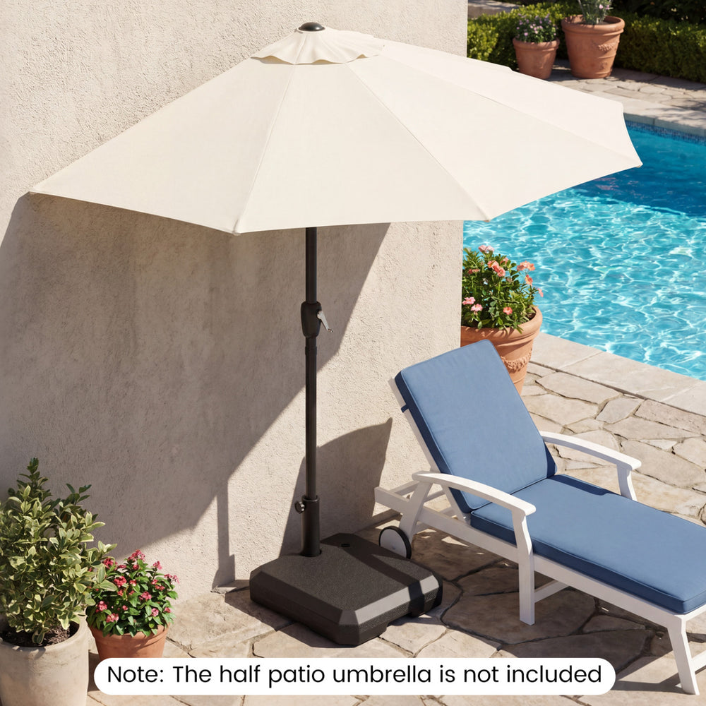 half outdoor patio umbrella Base 19.3 Round Umbrella Stand for 1.5-1.9 Poles, 20.9 LBS Heavy Duty Umbrella Base Stand for Garden, Backyard, umbrella has a square 9' Half-Round Patio Umbrella with