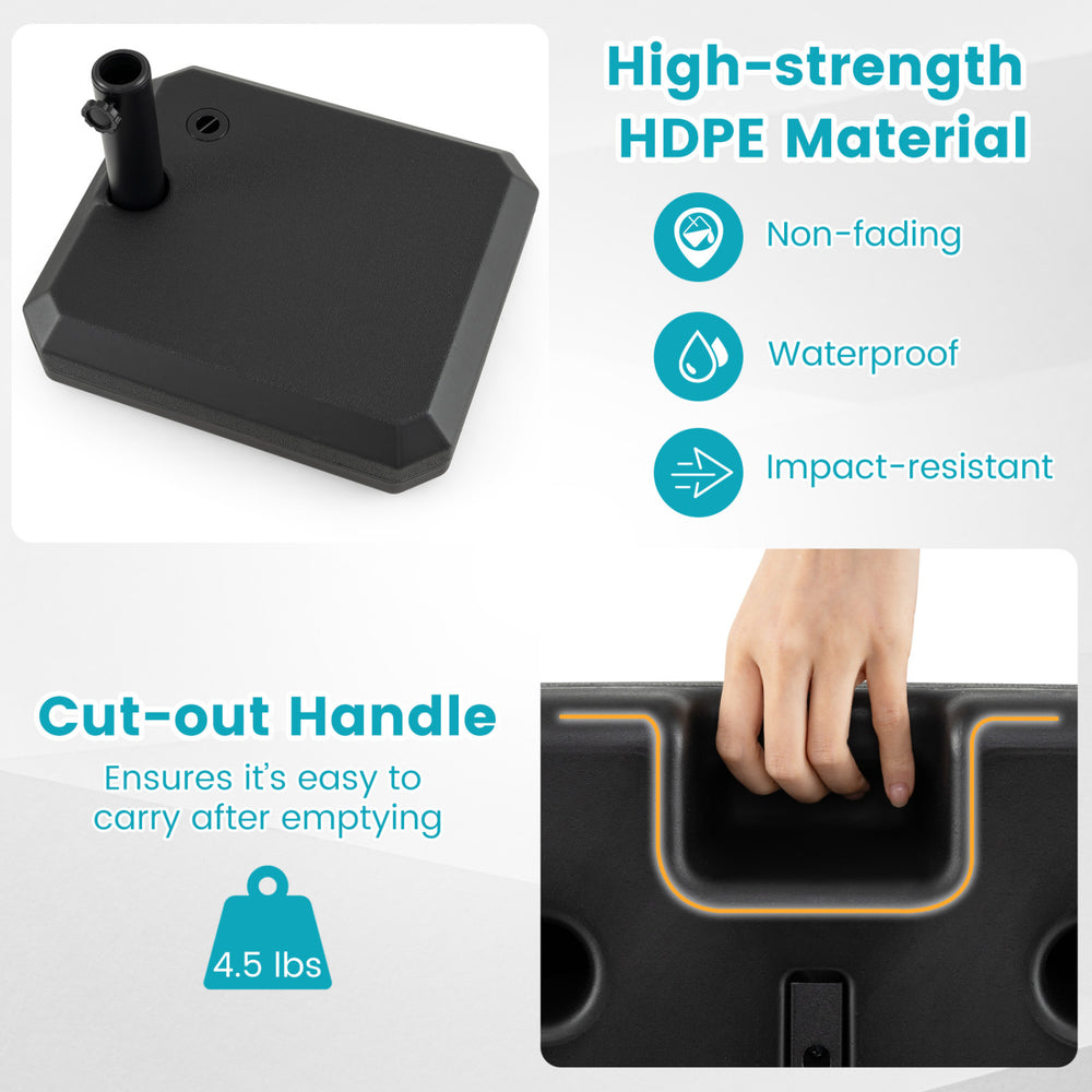 Cut-out handle on the umbrella base for half patio umbrellas, made of high-strength HDPE material for easy carrying.