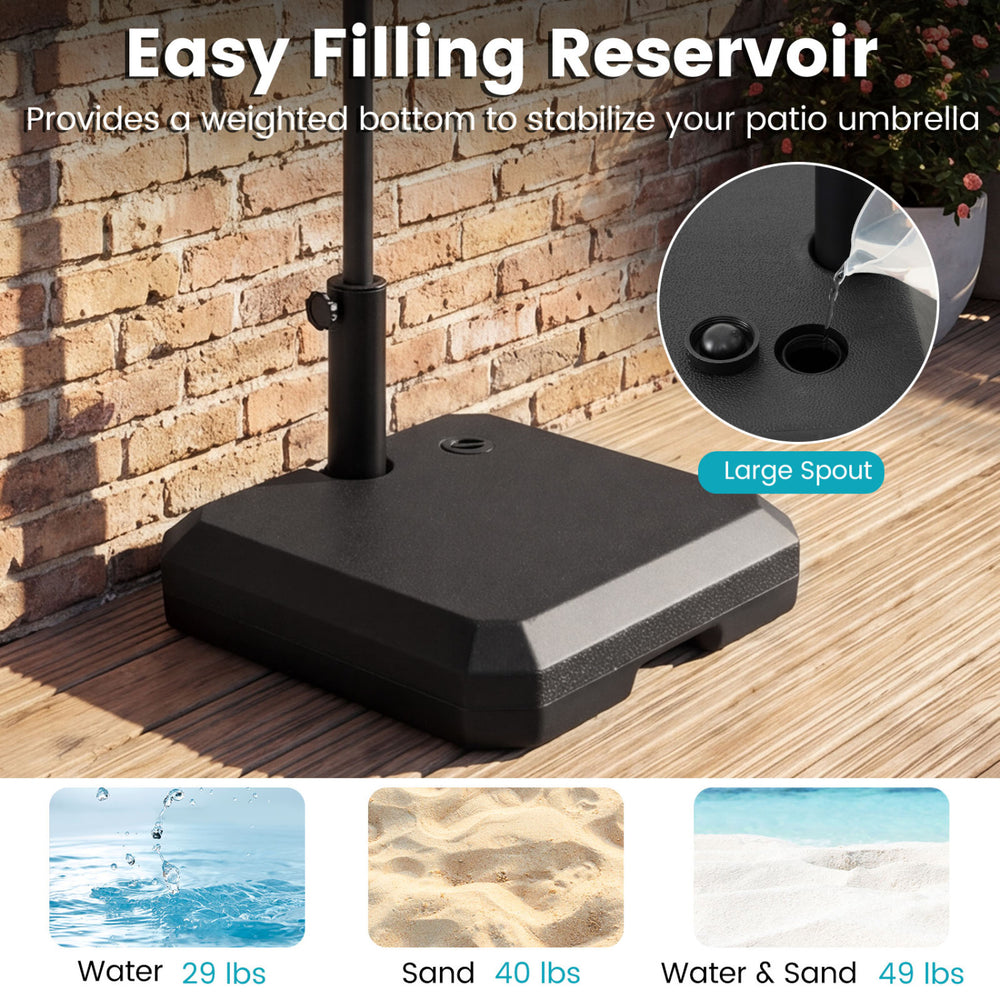 Umbrella Base for Half Patio Umbrellas 48.5 lbs Water & Sand Fillable Umbrella Stand