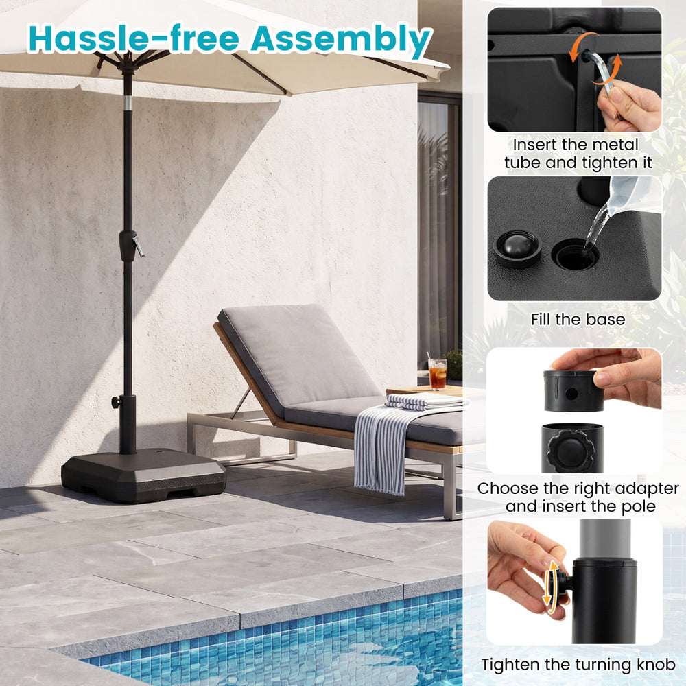 Umbrella Base for Half Patio Umbrellas 48.5 lbs Water & Sand Fillable Umbrella Stand