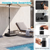 Umbrella base for half patio umbrellas, 48.5 lbs fillable stand with adjustable knob, ideal for outdoor use by pools.