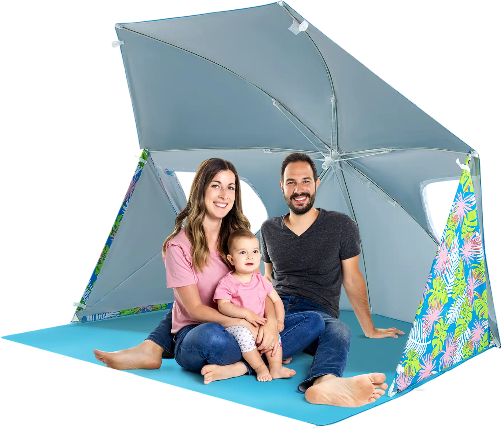 Costway UPF50+ Sun Protection Beach Umbrella Tent Blue 29137584 New