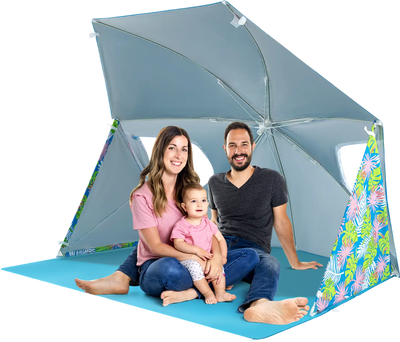 Costway UPF50+ Sun Protection Beach Umbrella Tent Blue 29137584 New