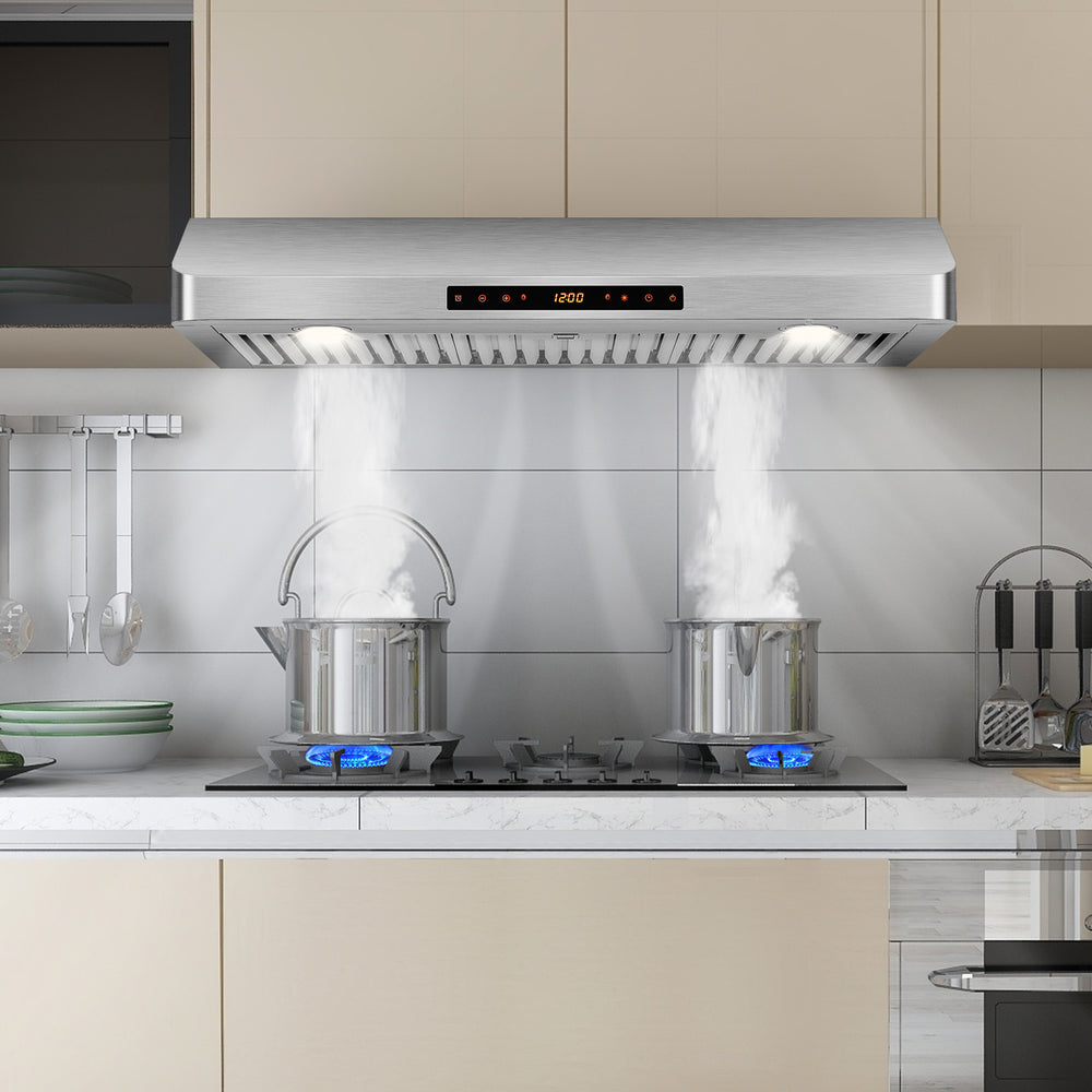 35.5/29.5 Inch Under Cabinet Range Hood 900 CFM Kitchen Vent with 4 Fan Speed-35.5 Inch - Gallery View 1 of 10