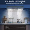 Under cabinet range hood with 2 built-in LED lights, 900 CFM airflow, and 4 fan speeds for efficient kitchen.