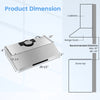 Under cabinet range hood dimensions with 900 CFM airflow, 4 fan speeds, and stainless steel design for kitchen.