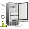 Under counter nugget ice maker in silver with dual ice baskets, self-cleaning feature, and 80 lbs daily capacity for.