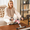 Under desk exercise bike pedal exerciser in pink, designed for arms and legs workout with adjustable resistance and LCD.
