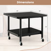 Under desk printer stand with locking wheels, featuring a 19" x 16" tabletop and storage shelf for organized space.