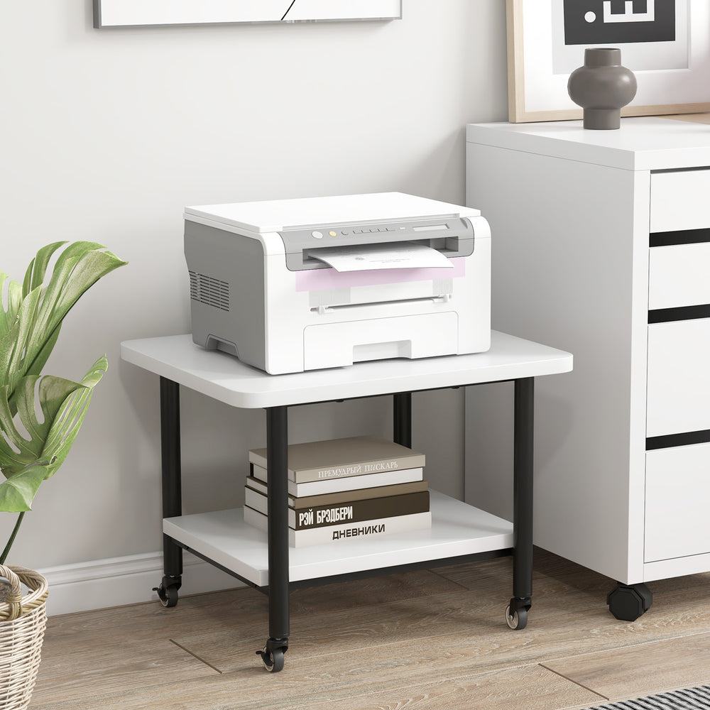 Under Desk Printer Stand with 360° Swivel Casters-White - Gallery View 1 of 10