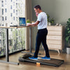 Under desk walking pad treadmill with remote control, featuring a 7-layer running belt and 14 shock absorbers for.
