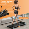 Close-up of the 7-layer non-slip running belt on the Under Desk Walking Pad Treadmill, featuring 14 shock absorbers for.