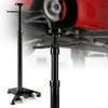Underhoist support stand in black with adjustable height, 0.75 ton capacity, and stable triangular base for vehicle components.