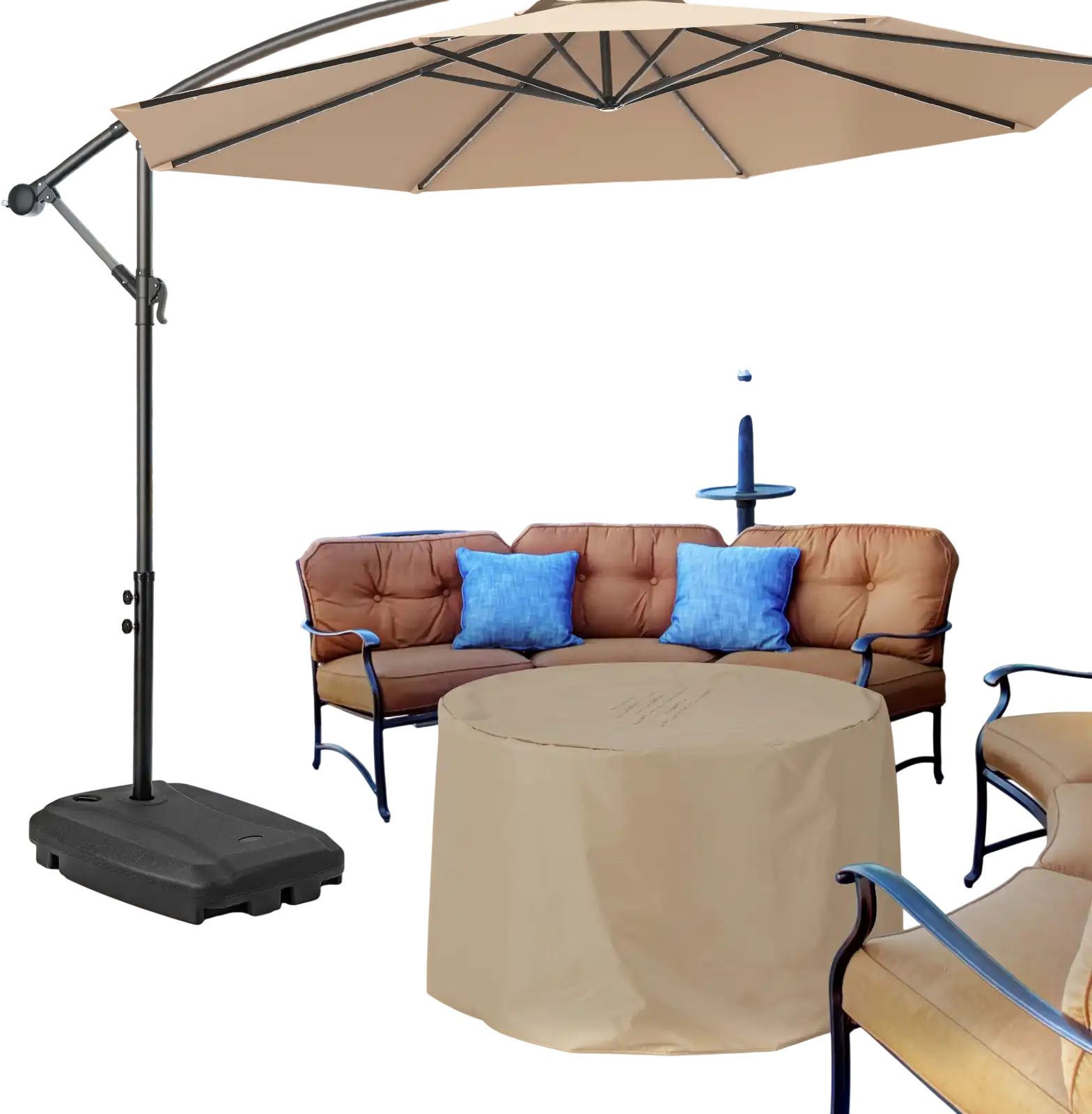 Costway Fillable Universal Offset Umbrella Base w/ Cross Base & Wheels Black 73862954 New