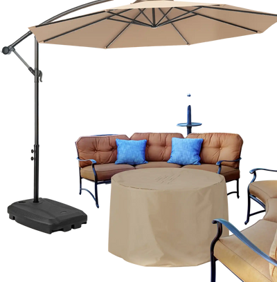 Costway Fillable Universal Offset Umbrella Base w/ Cross Base & Wheels Black 73862954 New