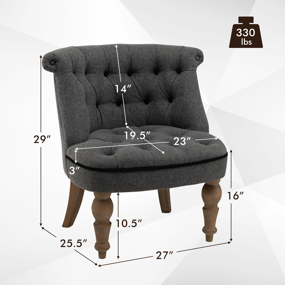 Costway Upholstered Armless Chairs with Beech Wood Legs Set of 2 New