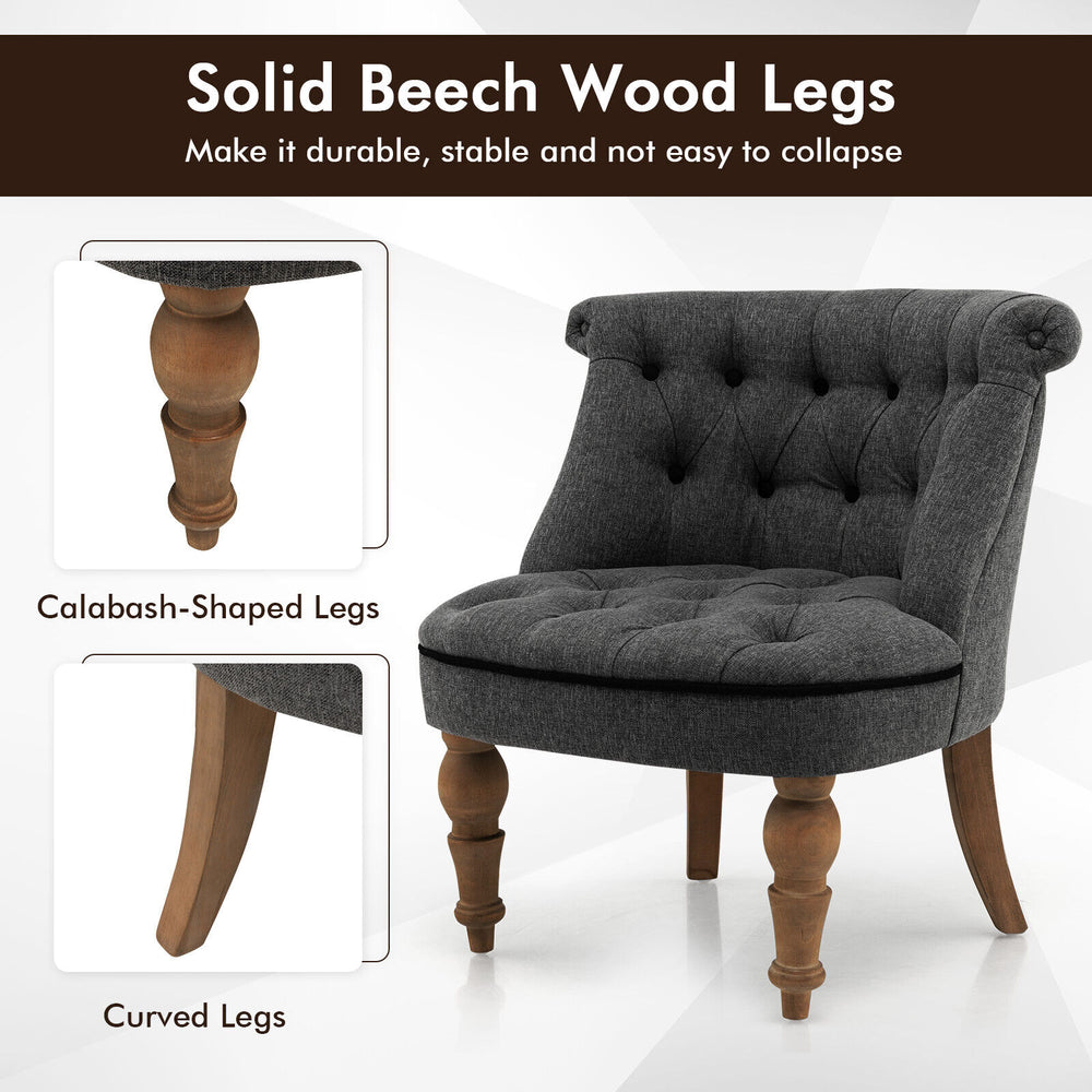 Costway Upholstered Armless Chairs with Beech Wood Legs Set of 2 New