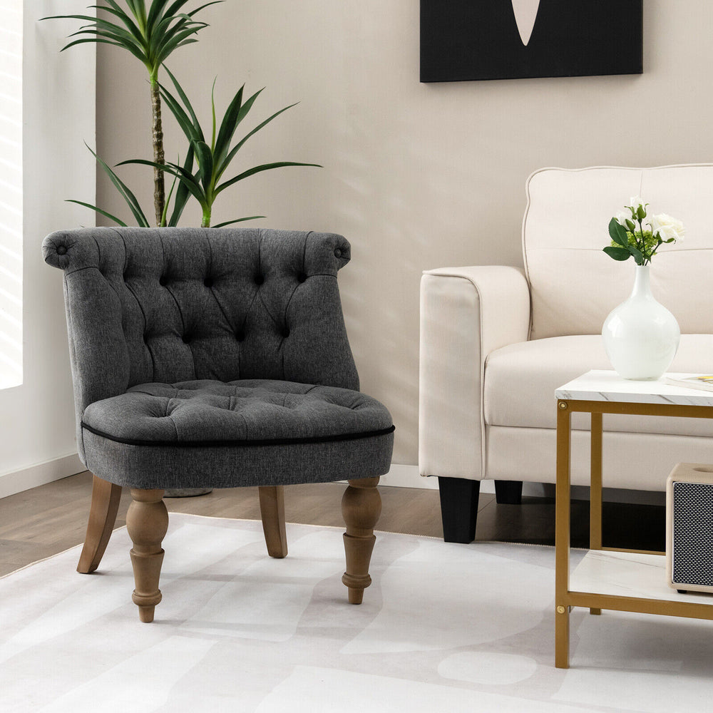 Costway Upholstered Armless Chairs with Beech Wood Legs Set of 2 New