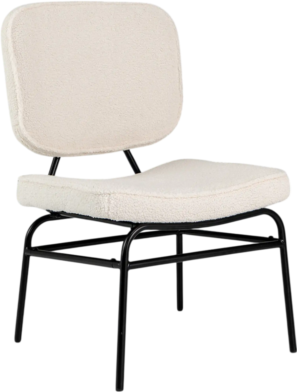 Upholstered accent chair in beige Sherpa fabric with ergonomic design, perfect for cozy reading in modern interiors.