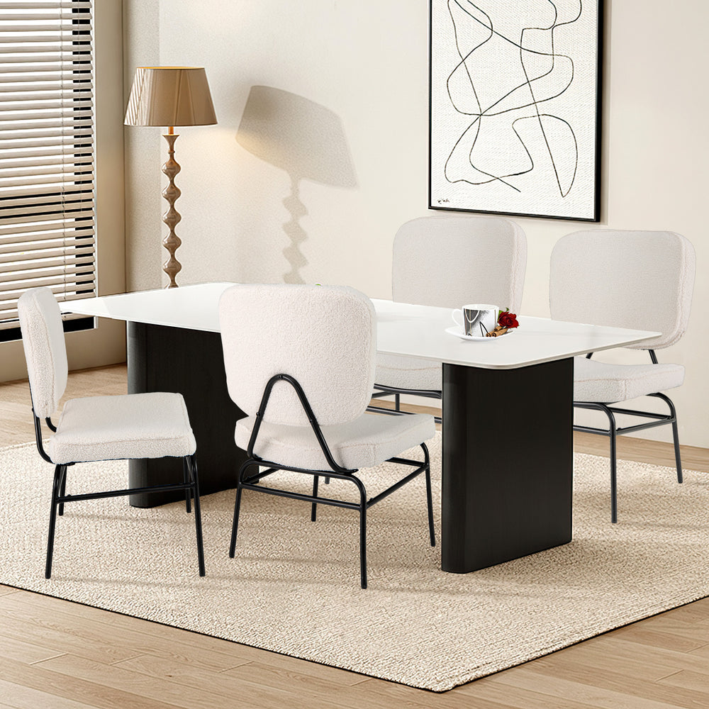 Upholstered Sherpa accent chair in beige with ergonomic design and adjustable foot pads for cozy seating in any space.