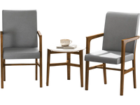 Set of 2 gray upholstered accent chairs with high backs and solid rubber wood frames, perfect for living rooms or.