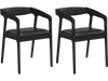 Set of 2 black upholstered armchairs featuring a cozy backrest and padded seat cushions for comfortable seating.