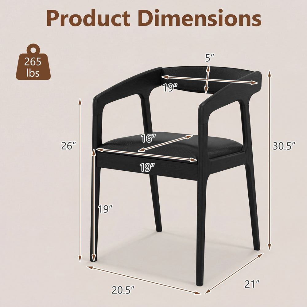 Upholstered armchair dimensions with cozy backrest and padded seat cushion, black, supports up to 265 lbs.
