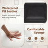 Black upholstered armchair close-up showing waterproof PU leather and comfortable sponge for easy cleaning and support.