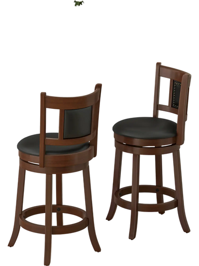 Costway Upholstered Bar Stools Set of 2 Curved Backrest Footrest 25.5