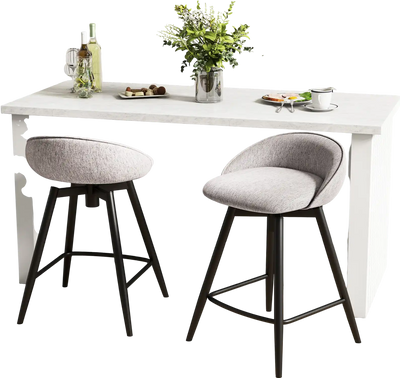 Costway Upholstered Bar Stools Set of 2 w/ Footrest Backrest Gray 827439165 New