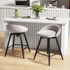 Upholstered Bar Stools Set of 2 with Footrest and Backrest-Gray - Gallery View 1 of 10