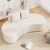 Upholstered Curved Sofa with 2 Cozy Pillows-Beige - Gallery View 1 of 10