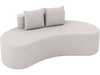 Curved gray upholstered sofa with two cozy pillows, designed for comfort and style in living rooms or offices.