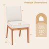 Upholstered dining chair dimensions with rubber wood legs, beige fabric, designed for comfort and durability in dining.