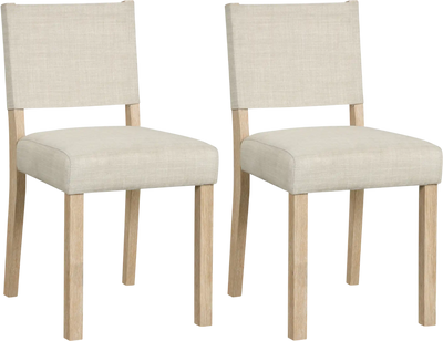 Costway Upholstered Dining Chairs Solid Rubber Wood Legs Set of 2 67815232 New