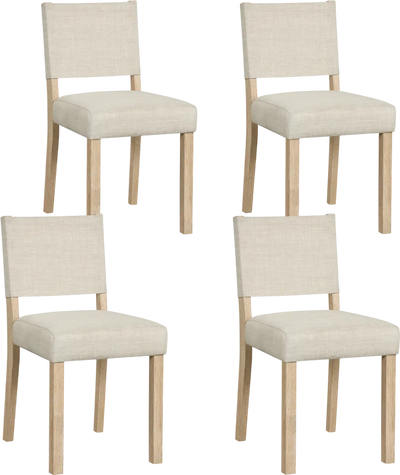 Costway Upholstered Dining Chairs Solid Rubber Wood Legs Set of 4 26757497 New